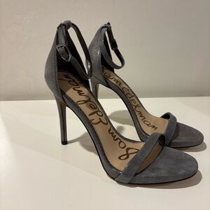 Sam Edelman Ankle Strap Stiletto Sandals DarK Pewter Gray Size 7.5